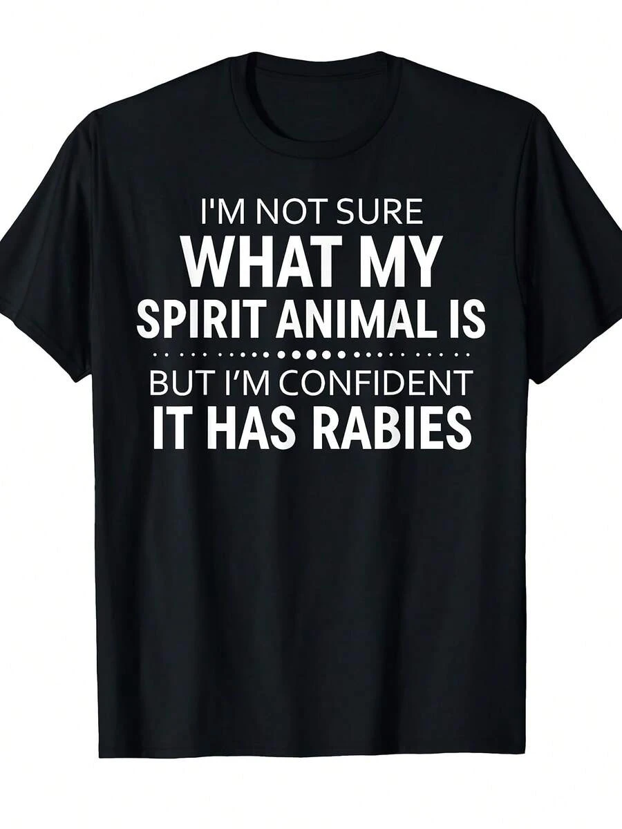 No tengo idea de cuál es mi animal espiritual, pero creo que sería perfecto para imprimir en una camiseta.Esta elegante camiseta para hombre presenta un diseño moderno de estilo urbano, con un cómodo cuello redondo y mangas cortas. - Negro - Ver 1