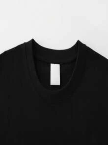 Camiseta de Algodón para Hombre Cosmic Cat, Estampado de Gato Alienígena OVNI Espacial, Algodón Puro, Impresión Premium, Duradera, Casual y a la Moda - Negro - Ver 3
