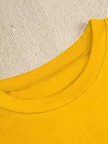 Camiseta de manga corta casual de ajuste ceñido para mujer con patrón de cruz para ropa de Año Nuevo - Amarillo - Ver 3