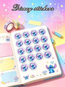 Bộ sưu tập sticker Disney Stitch, 1/12/24/36/48/100/150 miếng, sticker tròn dễ thương chủ đề Lilo & Stitch, decal vinyl chống thấm nước dành cho trẻ em và thanh thiếu niên, sticker Stitch họa tiết hoa pastel đẹp mắt dùng để trang trí bình nước, laptop, ốp điện thoại, sổ lưu niệm, quà tặng tiệc tùng, quà cho người hâm mộ Stitch. - tròn - Xem 2