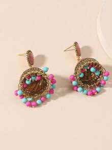 1 Pair Ombre Oil Drop Earrings - Hot Pink - View 3