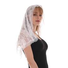 1pc Lace Rose Embroidered Triangular Headscarf, Women's Classic Lightweight Retro Headscarf, Cross Shawl For Church Wedding - Multicolor - View 5