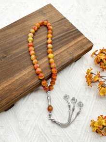 1 chuỗi hạt cầu nguyện Tasbih ba sợi bằng đá mã não, quà tặng Eid Al-Adha cho người Hồi giáo. - Nhiều màu - Xem 1
