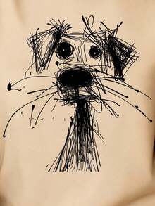 Camiseta casual de manga corta con cuello redondo para mujer, con estampado de dibujos de perros, versátil para el verano. - Albaricoque - Ver 4