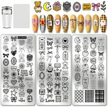 PH PandaHall 3 piezas Placas de Estampado de Uñas de Insectos y Plantas, Plantillas de Arte de Uñas con Flores y Hojas, Plantillas de Arte de Uñas con Abejas y Libélulas para Manicuras de Mujeres enApto para 10 personas - Retrato de dama retro - Ver 1