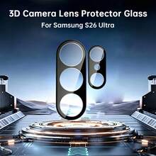 适用于三星 Galaxy A13/A14/A15/A16/A23/A24/A25/A26/A34/A36/A35/A54/A55 5G/A56/S23 FE/S22/S23/S24 FE/S25/S26 Plus Ultra 的超高清摄像头钢化玻璃保护膜，9H 硬度，防刮花 - 黑色 - 查看 3