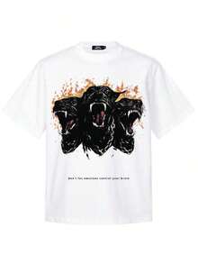Tiny Spark Camiseta negra con gráfico del perro Cerbero - Blanco - Ver 2