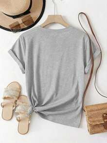 Envío gratis, entrega local enéxico, entrega en 4 días.Camiseta casual de verano para mujer PERFECTLY Imperfecta en color negro. - Gris Claro - Ver 4