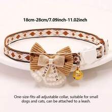 Vòng cổ cho chó con và mèo màu kaki cổ điển, họa tiết retro dễ thương, mềm mại và nhẹ, có thể điều chỉnh, quà tặng mùa xuân/hè cho thú cưng. - Nhiều màu - Xem 9