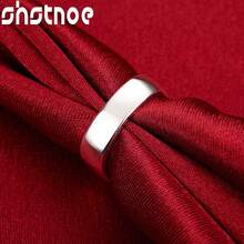 Nhẫn vuông trơn mạ bạc 925 cho nữ và nam, nhẫn cưới, nhẫn dự tiệc, trang sức đơn giản, xinh xắn và quyến rũ. - Bạc - Xem 7
