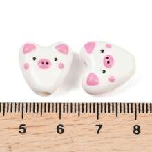 5 hạt gốm hình trái tim màu trắng và hồng hình con heo, hạt trang trí hình động vật dễ thương, thích hợp để tự làm vòng tay, vòng cổ và đồ trang sức. - Nhiều màu - Xem 6