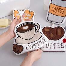 1/4/8pcs Creative Coffee Bread Shaped Towels, High Absorbent Coral Fleece Hanging Towels For Bathroom And Kitchen - Multicolor - View 4