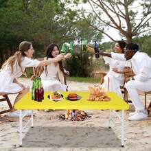 Mesa plegable de plástico, portátil, resistente, para picnic, comedor, cocina, fiesta, para camping, interior y exterior, tamaños de 121, 183 y 244 cm, color, negro - Amarillo - Ver 7