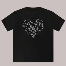 Printed T-Shirt For Men And Women - 黑色 - 查看 1