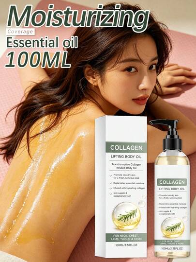 1 Bottle (100ml) Collagen Firming & Moisturizing Essential Oil, Nourishing Body Skin Care, Long-Lasting Fragrance, Convenient Daily Use, Suitable For Yoga & Home Ambiance