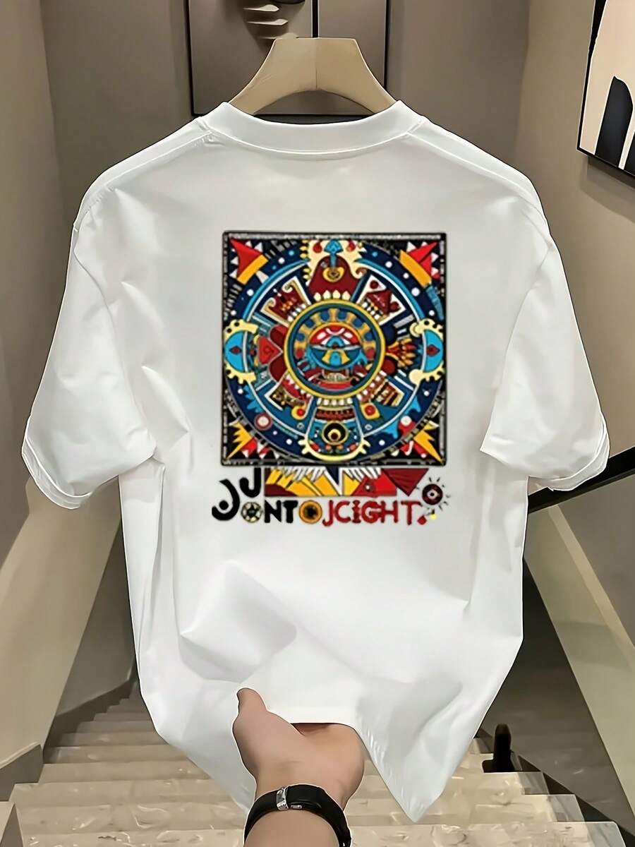 New Women's Short Sleeve T-Shirt, 180g, 100% Cotton - Versatile Casual Summer Print T-Shirt For Men - Summer Print T-Shirt For Couples - Unisex - Holiday Gift - 白色 - 查看 1