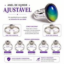 Mood Ring Emotion Body Temperature Changes Color Retro Oval Adjustable Women's - 無色 - 查看 2