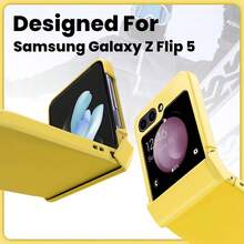 keshengtai 1個糖果色鉸鏈全包覆手機殼，適用於 Galaxy Z Flip8 7 7FE 6 5 4 3 5G - 黃色 - 查看 3