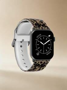 1件豹紋紅櫻桃圖案軟矽膠彈性透氣舒適手環替換錶帶，適用於Apple Watch 38mm、40mm、41mm、42mm、44mm、45mm、46mm、49mm，中性時尚性感軟矽膠運動錶帶，兼容 Series 11 Ultra3 SE3 Ultra2 S11 S10 SE2 9 8 7 SE 6 5 4 3 2 1 - 彩色 - 查看 3