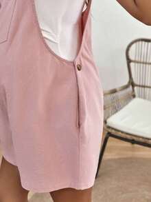Mono informal con tirantes anchos, botones y bolsillos para mujeres embarazadas - Rosa Pálido - Ver 5