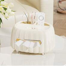 Caja de papel de estilo crema de lujo nórdica, accesorio de lujo para almacenar el control remoto en la mesa de centro de la sala de estar, ¡crea un espacio de vida limpio y ordenado! - Blanco crema - Ver 12