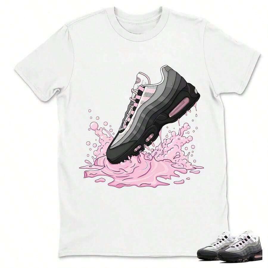 Camiseta de burbujas grandes color rosa y blanco 95, combina con zapatillas Dripping, el mejor regalo para adultos y niños, sudadera con capucha, camiseta de algodón. - Blanco - Ver 1