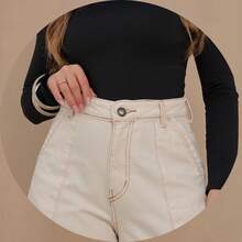 Women's Stylish Dark Brown Cargo Jeans - Rượu sâm banh - Xem 3