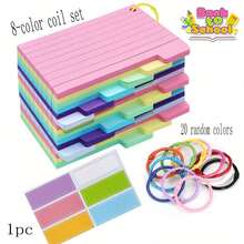 Tarjetas indexadas de 5 colores con anillos, tarjetas de notas rayadas de 3"X5", tarjetas flash coloridas con etiquetas en blanco, adecuadas para aprendizaje, escuela, organización de oficina - Unitalla - Ver 9