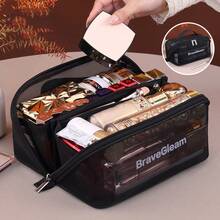 New Transparent Mesh Cosmetic Bag, Large Capacity Pillow Bag, Multifunctional Toiletry Organizer Pouch - Multicolor - View 12