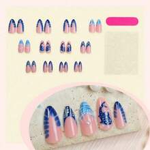 04-24Pcs High-End Press On Nails, 3D Ocean Shark Design, Fashion False Nails Direct Factory Supply - press-on nails[24片/盒] - 查看 2