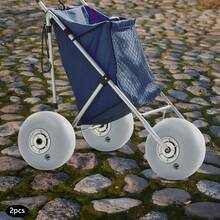 gladney 12*6 Inflatable Balloon Beach Wheels 2pcs PU Sand Tires With Brass Valves & Stainless Hardware, 121lb Load Each Low-Pressure Kayak Cart Wheels - Silver - View 7