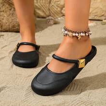 Zapatos planos sin cordones para mujer, para ir al trabajo y uso diario, sin fatiga - Negro - Ver 3