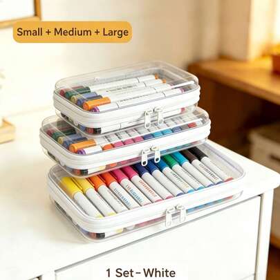3pcs Transparent Hard Shell Zipper Storage Boxes, Transparent Zipper Storage Bags, Double-Layer Hard Plastic Zipper Bags, PET Material Travel Cosmetic Storage Bags, Portable Toy Organization Storage Boxes