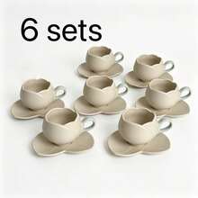 1 Juego de taza y platillo de café de cerámica con patrón de tulipán hecho a mano, fabricado en material cerámico. Juego de taza y platillo de cerámica retro, caja de regalo para el té de la tarde, vajilla para el té de la tarde. Un juego de taza y platillo de café para celebrar. - Multicolor - Ver 18