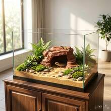 3D打印PLA沙漠洞穴爬虫宠物藏身处，适用于狮头守宫、豹纹守宫等，底部需用胶水固定或用沙子/石头加重以防止漂移，可作为饲养箱装饰，为爬行动物提供舒适的家。 - 紅棕色 - 查看 6