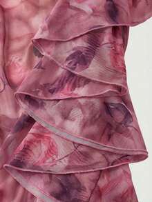 Vestido de mujer con estampado de mariposa vintage con teñido anudado, volantes fruncidos y bajo asimétrico, ideal para el Día de San Valentín, carnaval, cóctel, cena, baile de graduación, cumpleaños, verano y fiestas - Rosa 2 - Ver 5