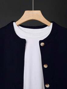 Cárdigan beige para mujer, suéter chaqueta de manga larga suave, diseño con botones delanteros, adecuado para uso casual y formal en otoño/invierno, ropa exterior cómoda y gruesa, textura de fibra, ajuste relajado, tela elástica, para uso diario - Negro - Ver 3