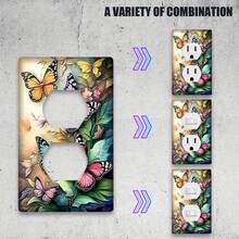 1pc Colorful Butterfly & Floral Printed Decorative Switch Panel Cover, Suitable For Bedroom, Bathroom, Living Room Home Wall Decor - A - View 1