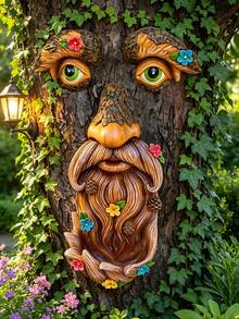 Comedero de pájaros con cara de árbol, decoración de resina de anciano abrazando árbol, escultura de jardín onírica, comedero de pájaros para el patio, decoración de cara de árbol para exteriores adecuada para patio, jardín trasero, bosque, jardín, comedero perfecto para pájaros silvestres, regalo de jardinería único para amantes de la naturaleza - B - Ver 6