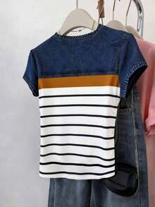 Camiseta de manga corta con estampado de dibujos de cachorros y cuello redondo informal para mujer Selamara, versátil para el verano. - Multicolor 2 - Ver 2