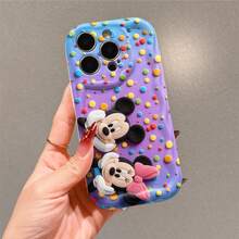 Disney Mickey & Minnie Mouse Phone Case.Mickey And Minnie In Soft Plush Texture On A Colorful Polka Dot Gradient Background Protective Cover. Compatible With IPhone 17, 16, 15, 14, 13, 12, 11 Pro Series, Featuring The Iconic Couple In A Playful Pose Surrounded By Vibrant Dots, Perfect For Disney Fans And Lovers Of Classic Characters, Ideal For Birthdays, Holidays, Anniversaries, Graduation Gifts, Or Any Special Occasion To Surprise Family, Friends, Classmates, And Loved Ones. - trắng - Xem 2