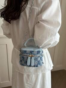 Lightweight Mini Chain Bag Quilted Handbag Bucket Bag Suitable For Girls, College Students And Office Workers - Blue - View 6