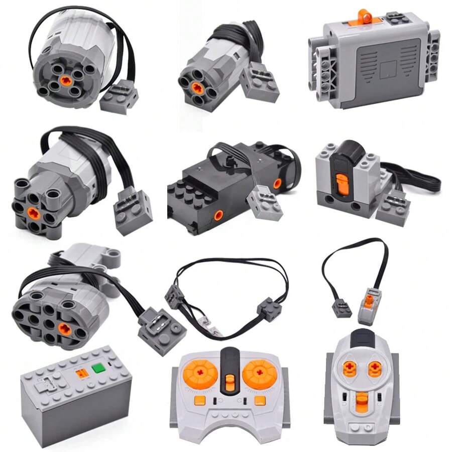 MOC-funciones de energía de alta tecnología, servomotor, interruptor de polaridad, juego de luces, receptor de Control remoto de velocidad IR, caja de batería, Juguetes DIY - Control de Velocidad 8879 - Ver 1