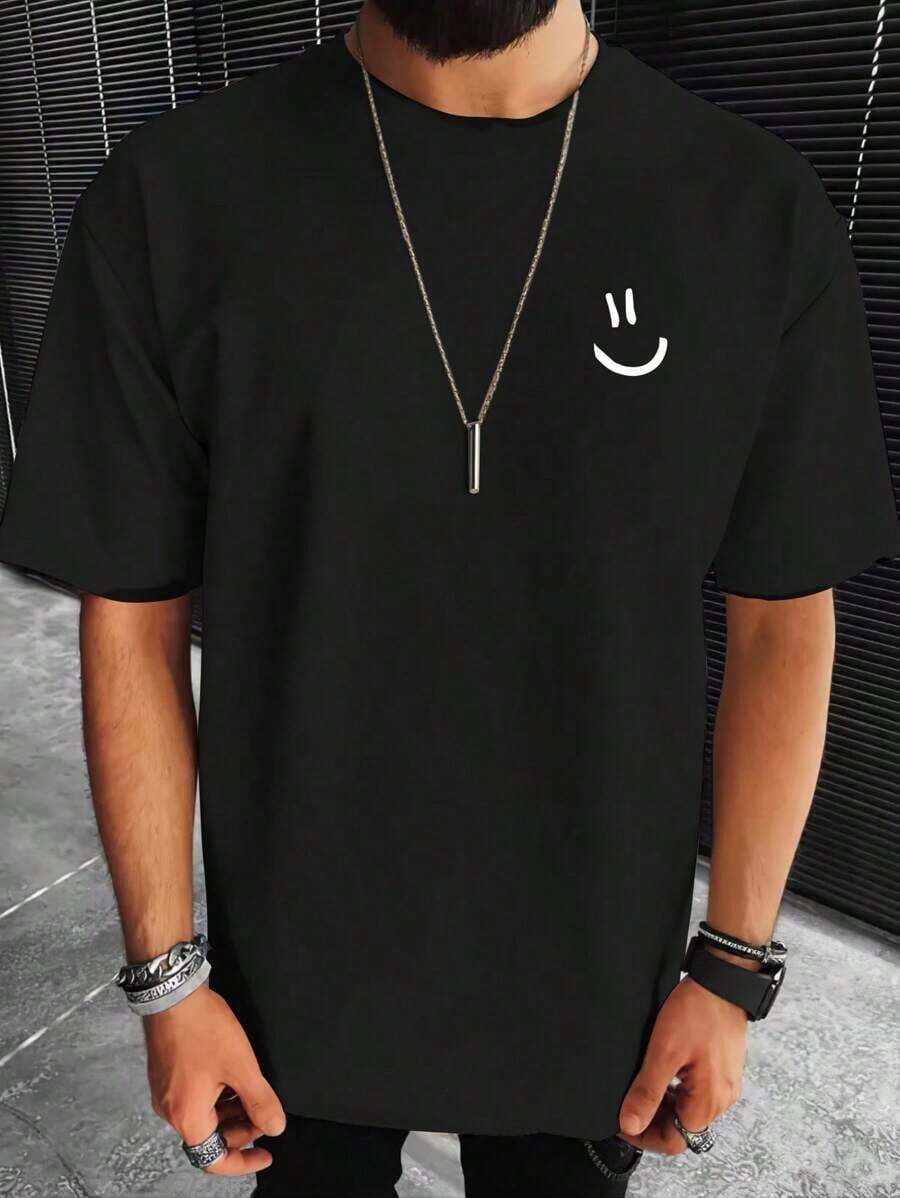 Manfinity Homme Men's Plus Size Cartoon Print T-Shirt - Black - View 1