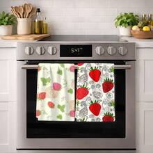 2/4/6pcs Set, Dish Towels, Strawberry Pattern Printed Super Absorbent Microfiber Cloths, Modern Kitchen Towels For Cooking And Baking, Dish Cloths, Cleaning Rags, Hand Towels, Tea Towels, Ultra Soft And Highly Absorbent, Kitchen Decor, Gifts For Neighbors, Mothers, Birthdays, Housewarming For Friends, Kitchen Essentials, Daily Necessities - Multicolor - View 5