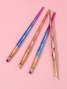 4Pcs Angled Inclined Eyeliner Brush Set - Fine Precise Flat Head, Sharp Detailed Liner Drawing, Unique Diamond Twisted Handle For Eyebrow & Multifunctional Eye Makeup - Multicolor - View 4