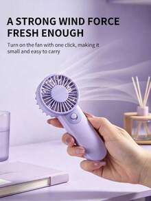 1 pieza Abanico de mano de unicolor, Mini ventilador portátil a batería (baterías no incluidas), 4 colores, diseño minimalista, adecuado para verano, al aire libre, deportes, hogar, oficina, estudio, uso diario, festivales, accesorios - Multicolor - Ver 2