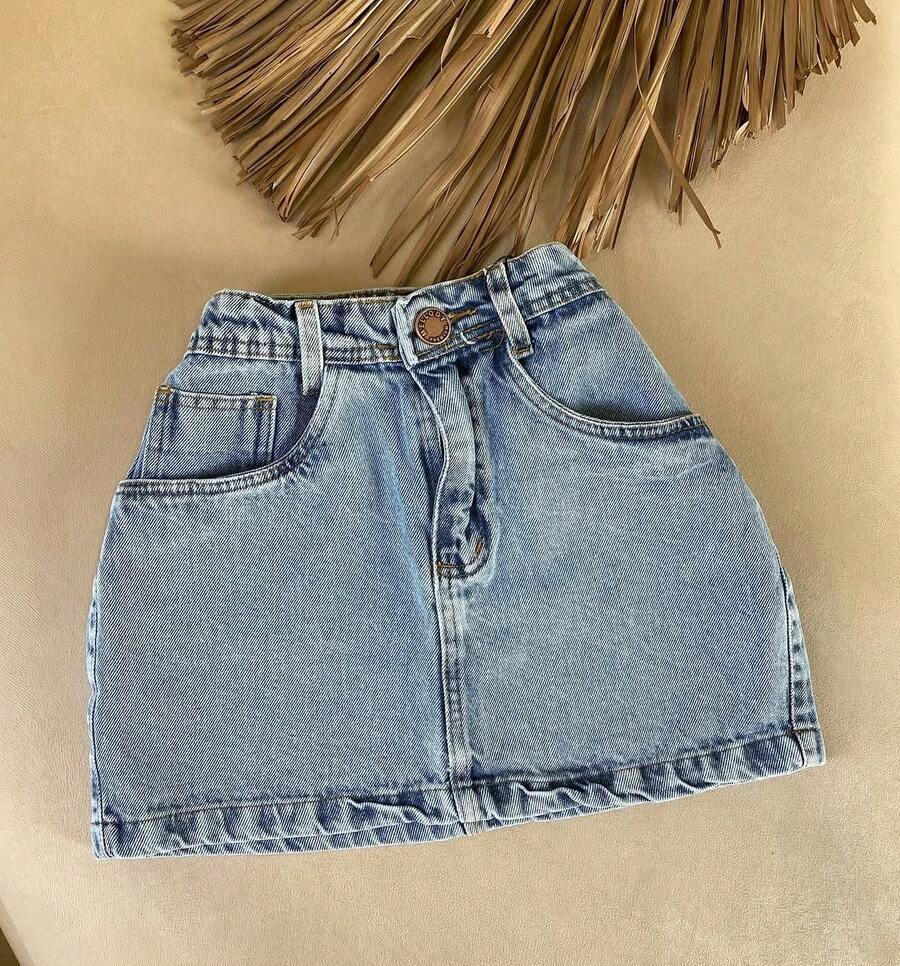 Short Denim Skirt With Frayed Edges And High Waist - Various Styles - June Festival - Màu xanh lam - Xem 1