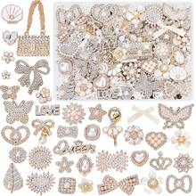 1 Box Powder Beige Resin Flat Back Beads Set, Shiny Rhinestone Lip Shape Cross Pearl Flower Handmade DIY Set, Includes Tweezers And Storage Box, For Phone Decoration - Multicolor - View 7