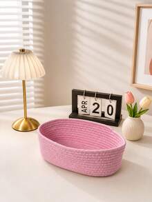 1 pièce/3 pièces Panier de rangement tressé de style simple, panier de rangement tressé fait main, convient pour les clés et les petits articles, set de paniers de rangement pour table basse, peut ranger les cosmétiques, les clés, les collations, salon, maison, boîtes tressées, décoration de chambre, décoration de vacances, panier cadeau, panier cadeau idéal - Rose pâle - Voir 4